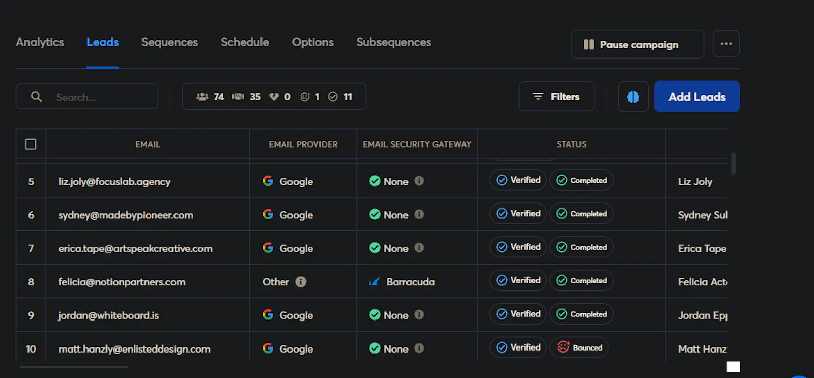 leads contact  screenshot 1