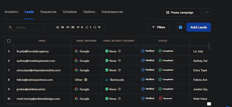 leads contact  screenshot 1