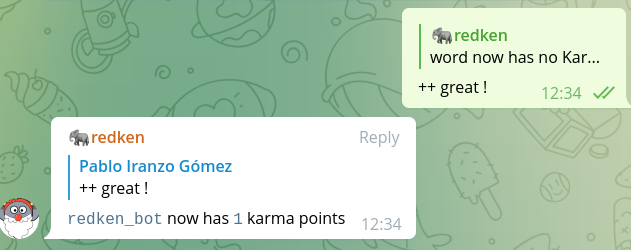Redken_bot - Ein Telegramm -Bot für Karma -Buchhaltung, Lagerinformationen usw. Medien 3