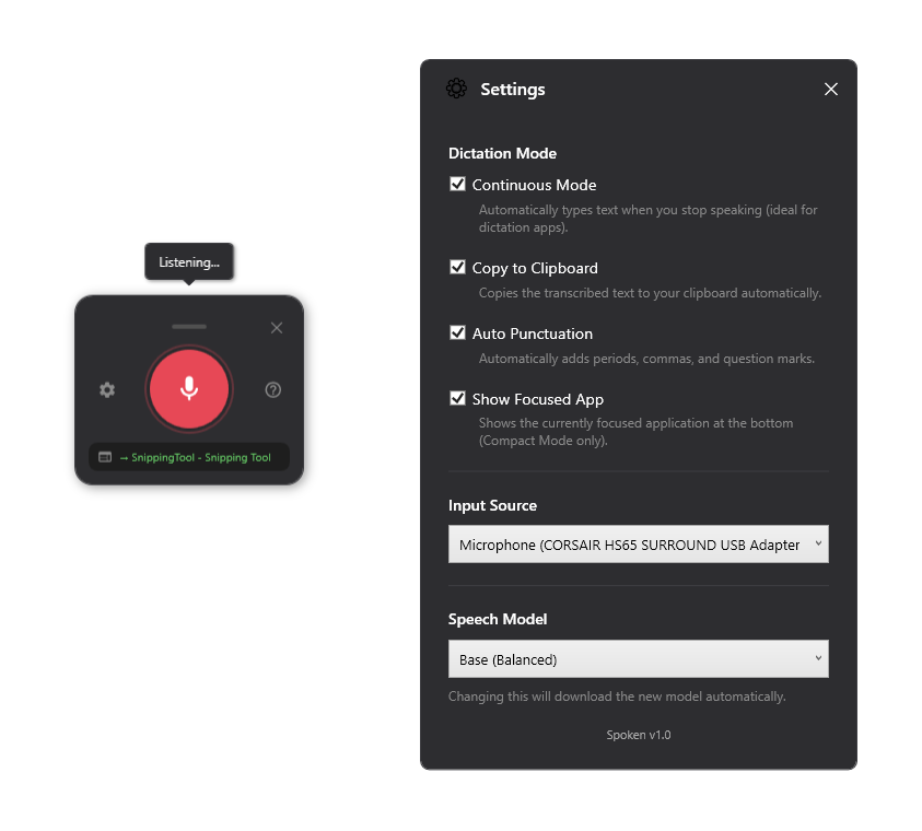 Spoken - Screenshot 2 showing product features and functionality