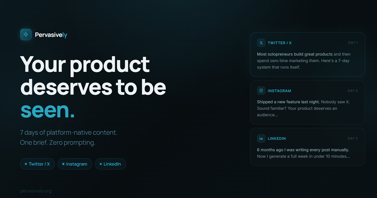 Pervasively - Main product screenshot demonstrating key features and user interface
