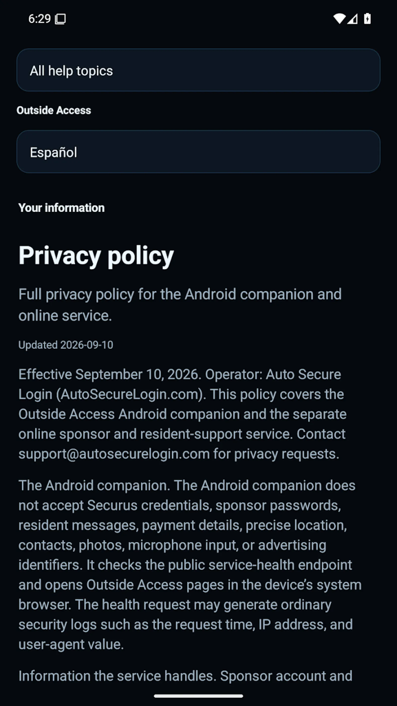 Outside Access screenshot 2
