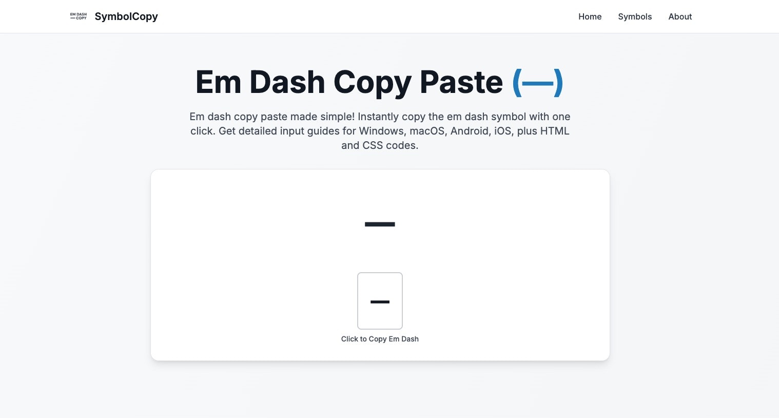 Copia del simbolo - Copia istantaneamente il simbolo EM Dash con un clic media 1