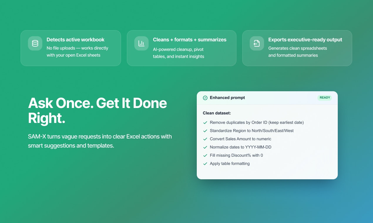 SAM-X - Screenshot 3 showing product features and functionality