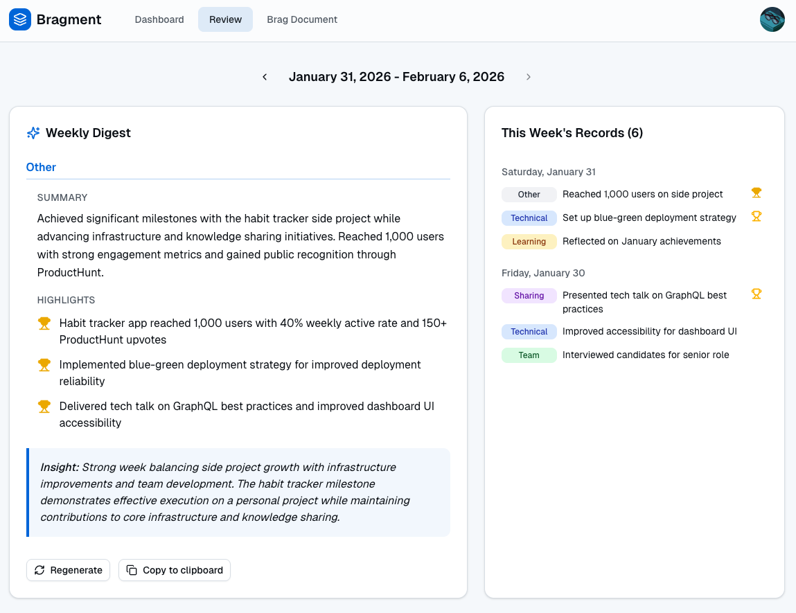 Bragment - Main product screenshot demonstrating key features and user interface