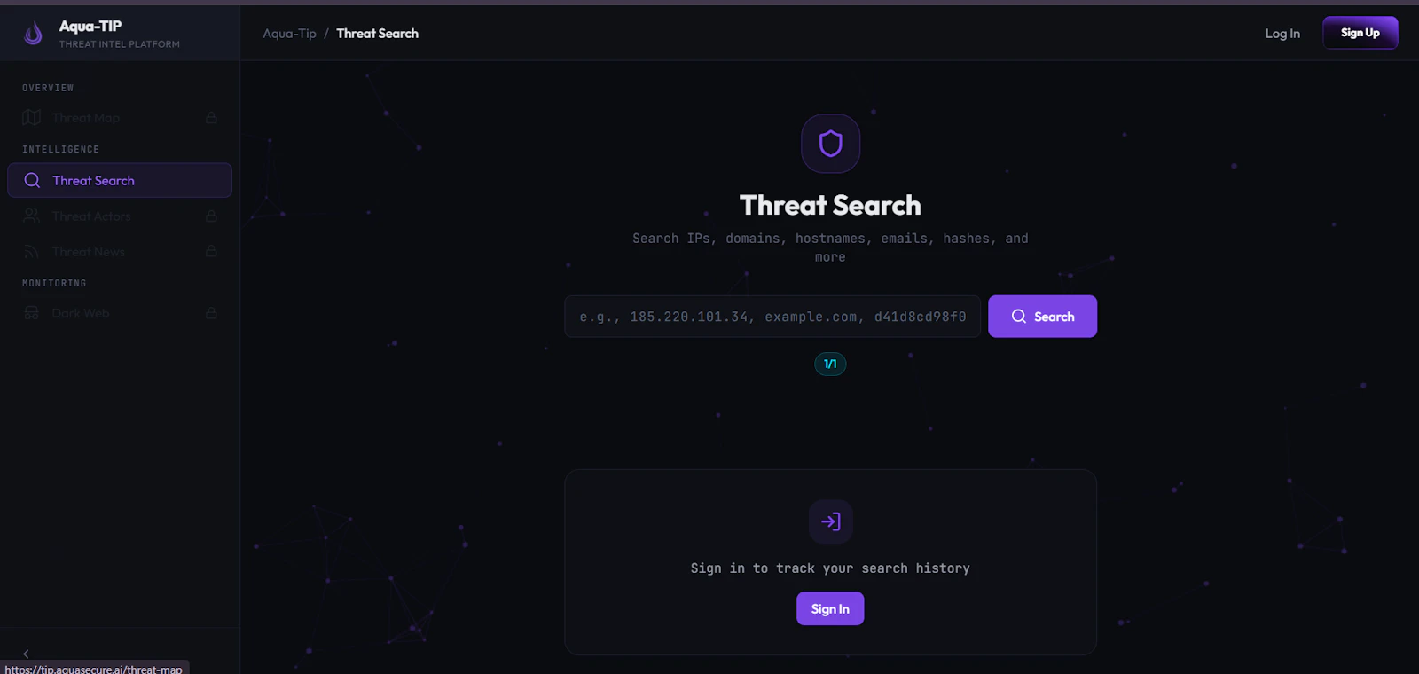 Aqua TIP — Threat Intel Platform screenshot 1