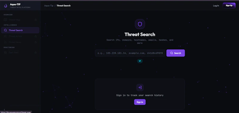 Aqua TIP — Threat Intel Platform screenshot 1