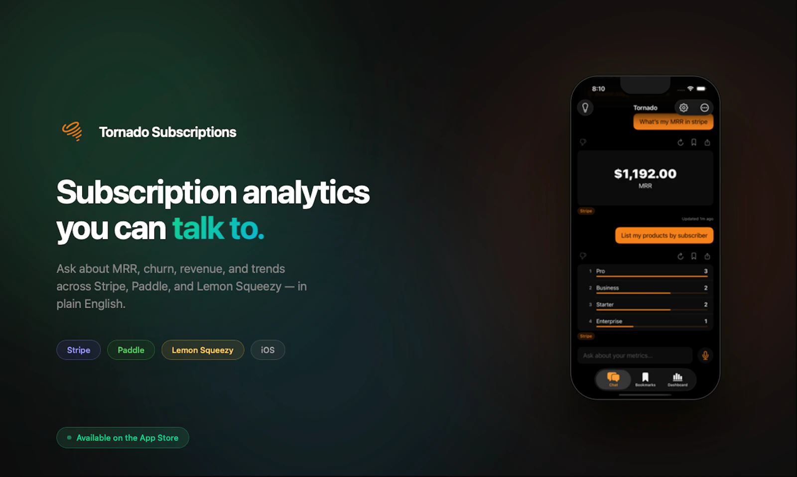 Tornado - Subscriptions Analytics screenshot 1