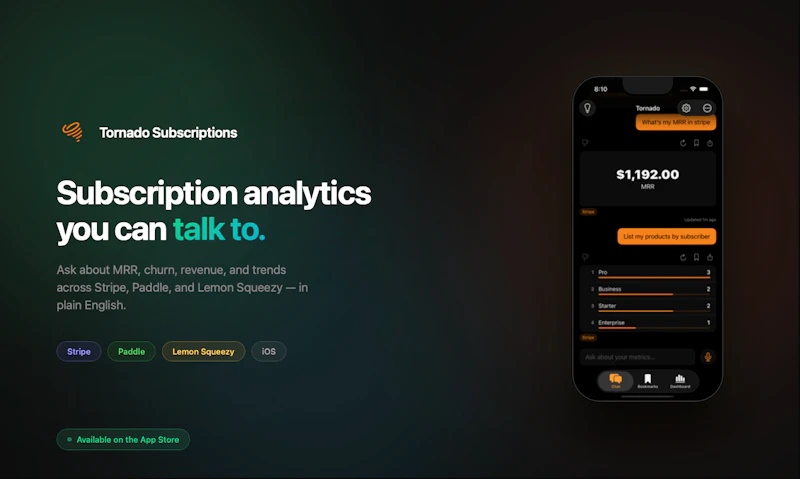 Tornado - Subscriptions Analytics screenshot 1