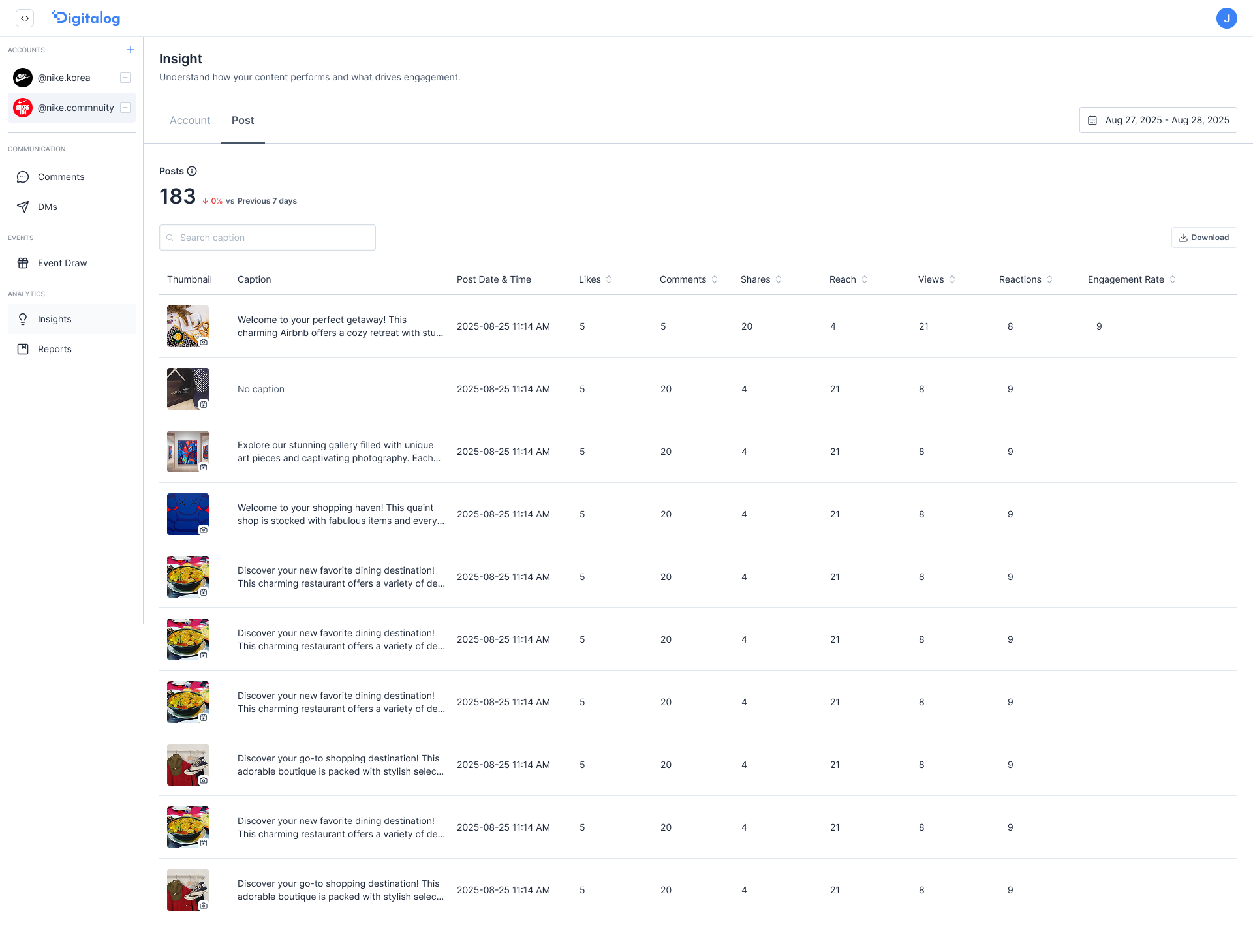 Digitalog Social - Screenshot 3 showing product features and functionality