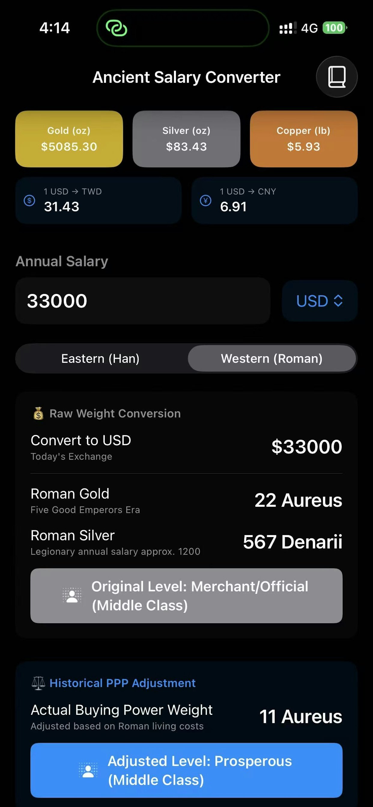 Ancient Salary Converter gallery image