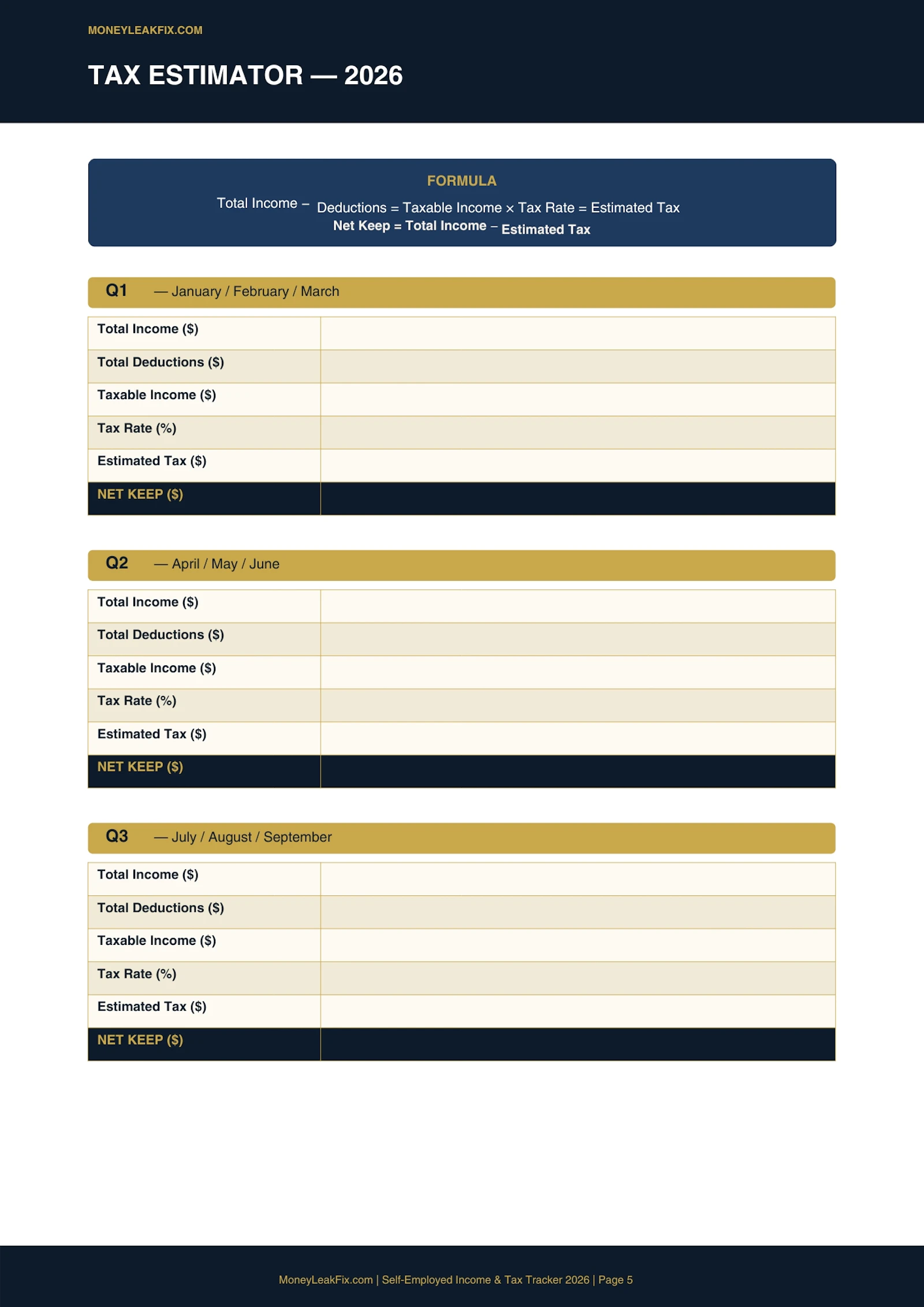 Self-Employed Income & Tax Tracker 2026 screenshot 2
