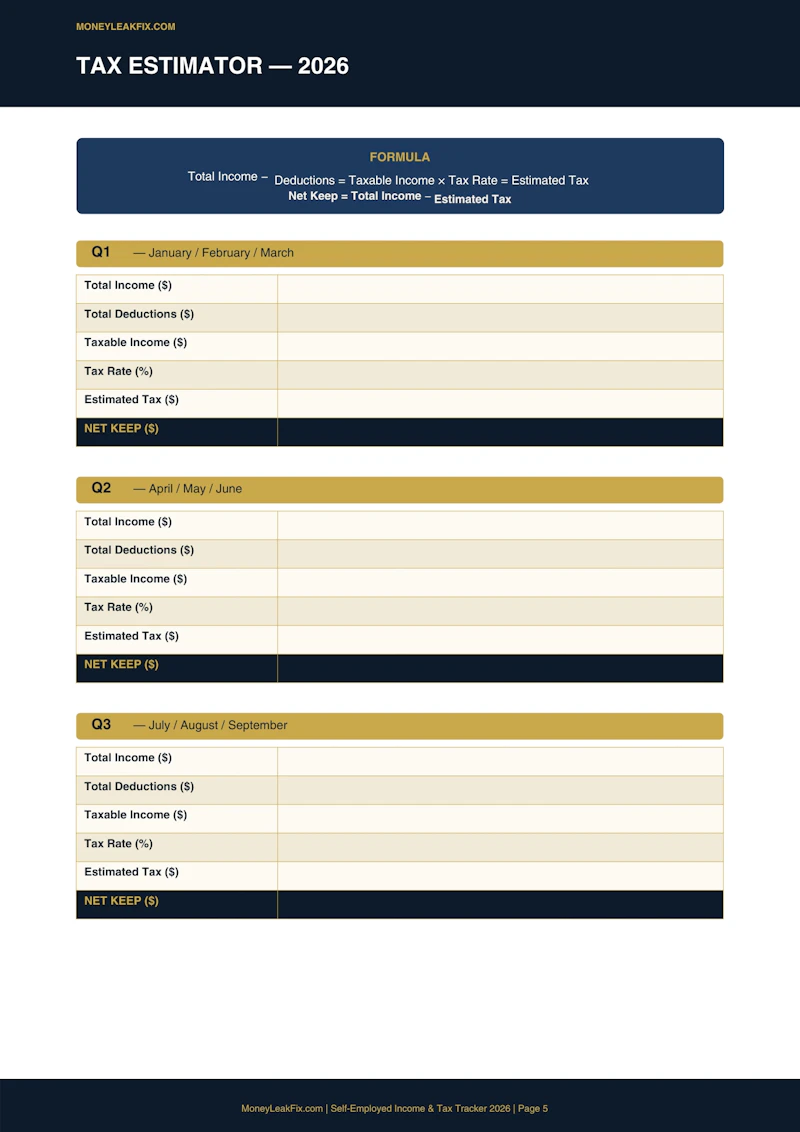 Self-Employed Income & Tax Tracker 2026 screenshot 2