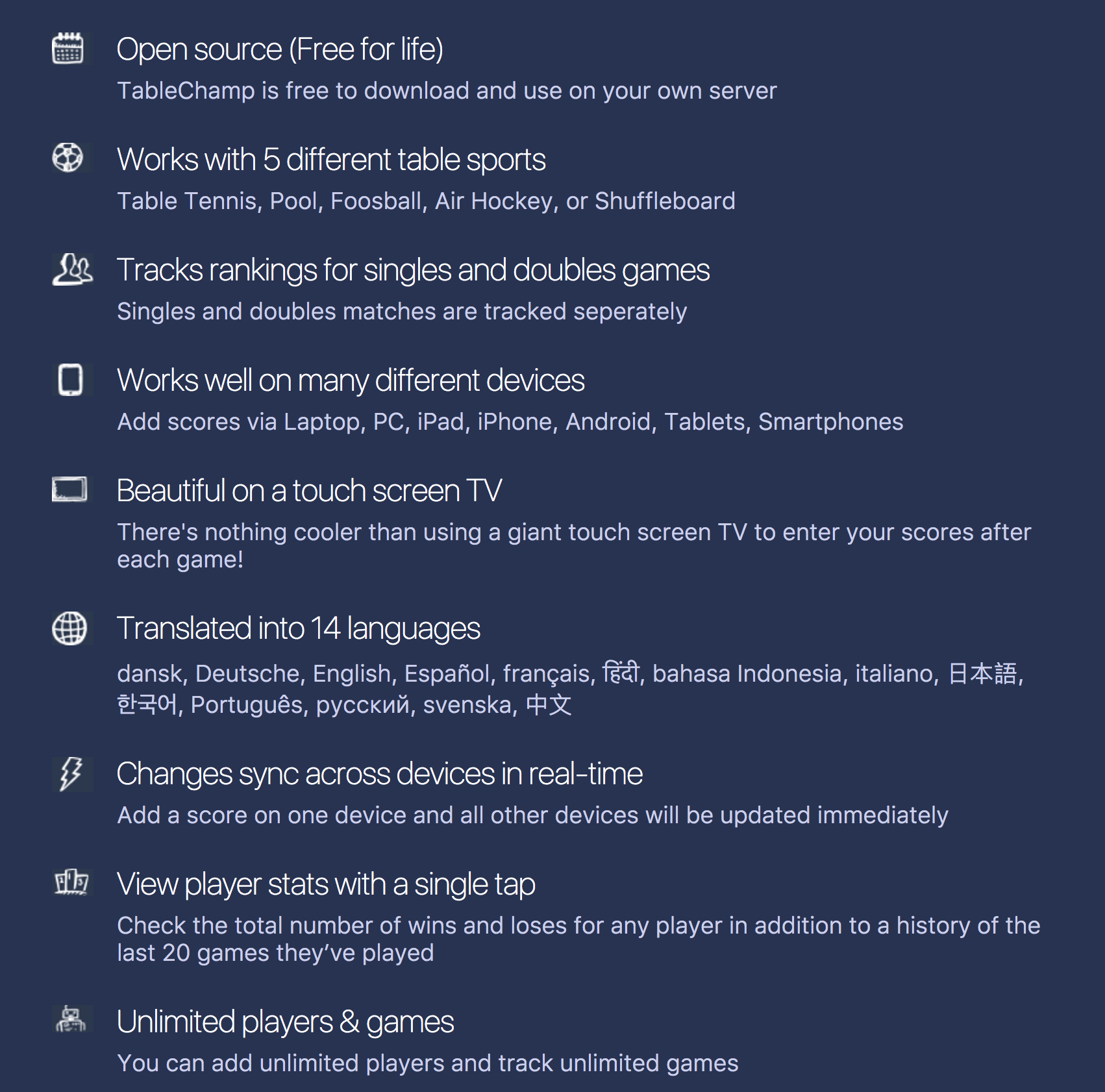 Table Sports Leaderboard gallery image