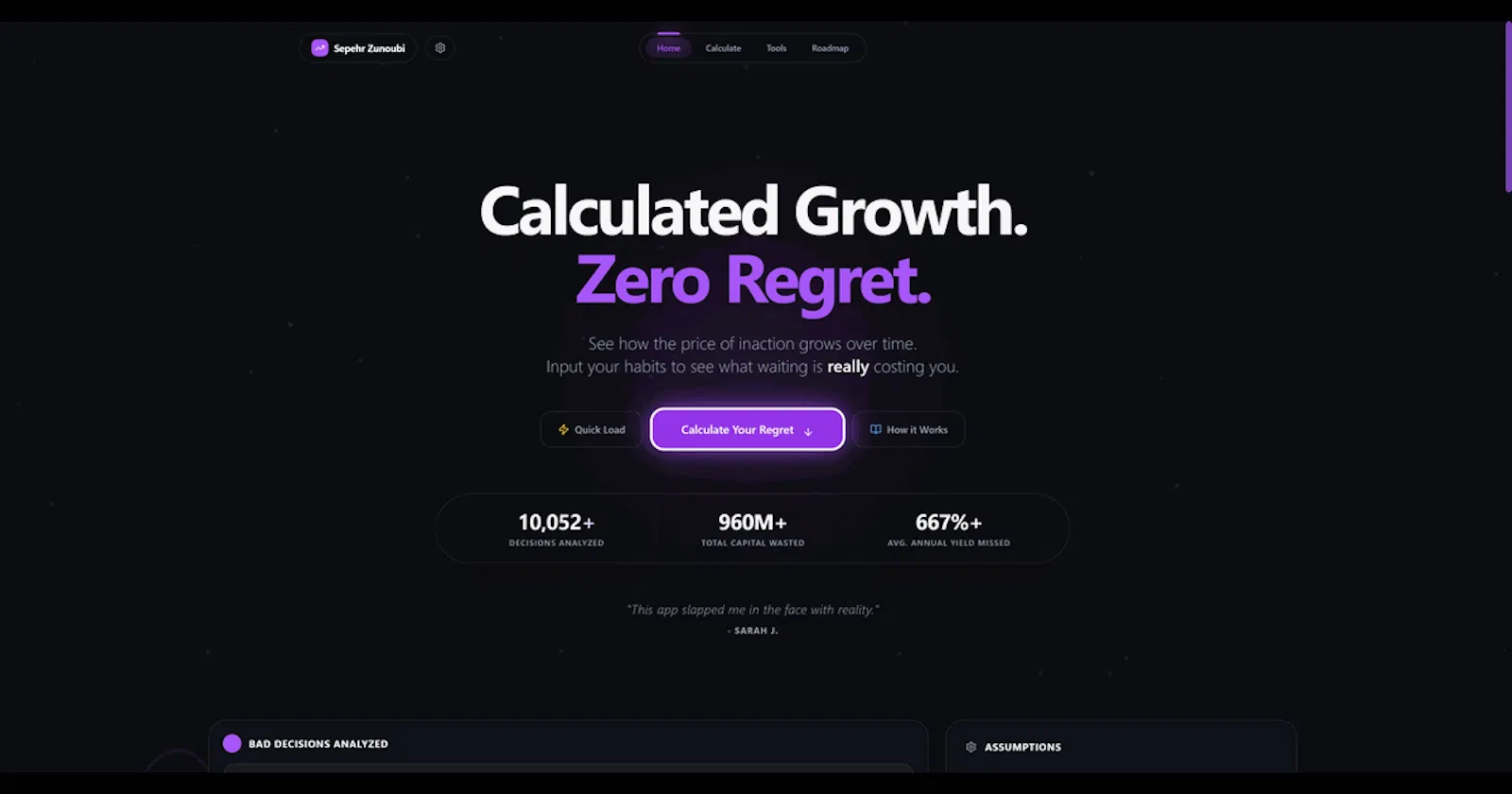 The Regret Calculator screenshot 1