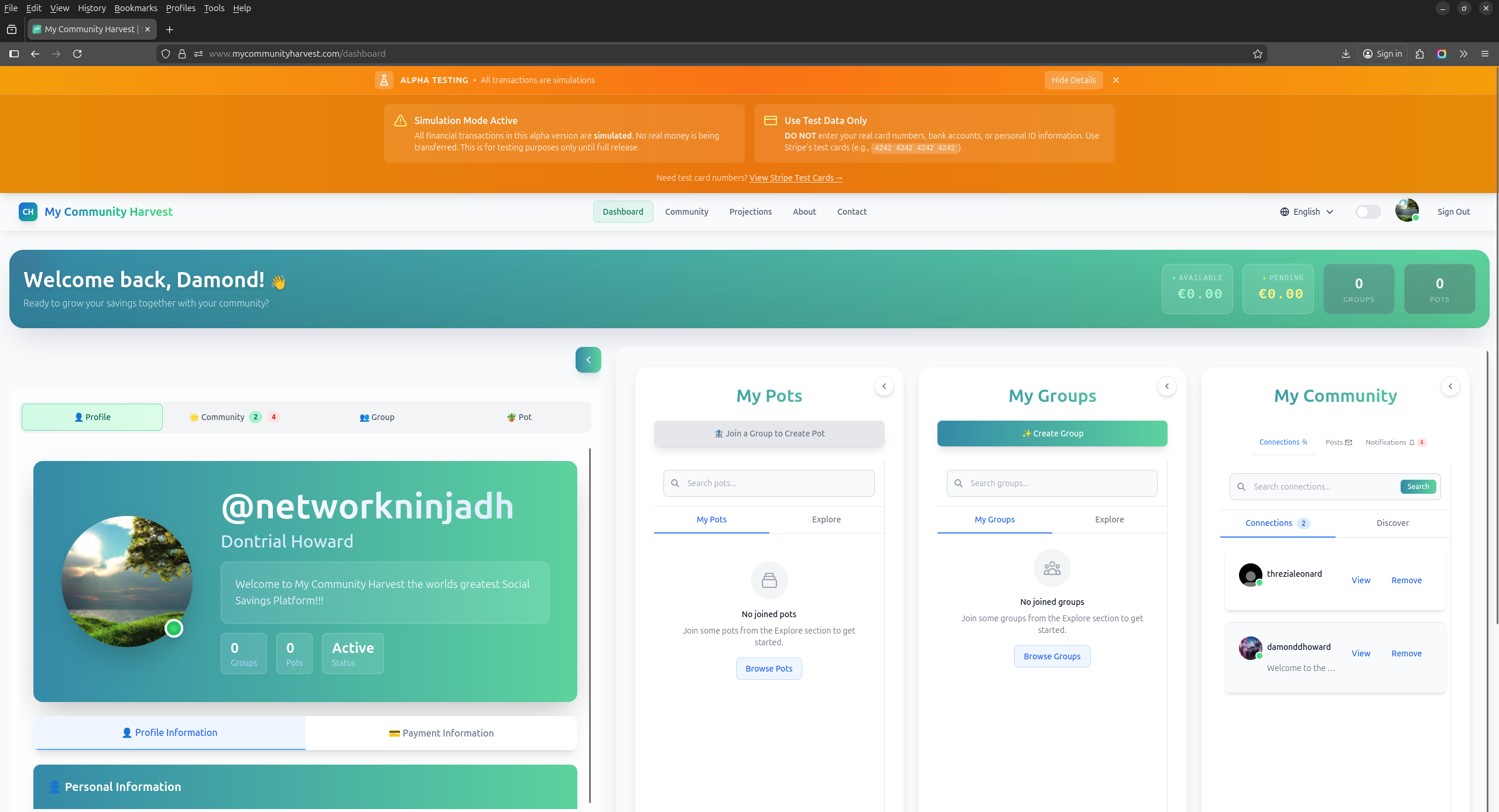 My Community Harvest Alpha - Screenshot 4 showing product features and functionality