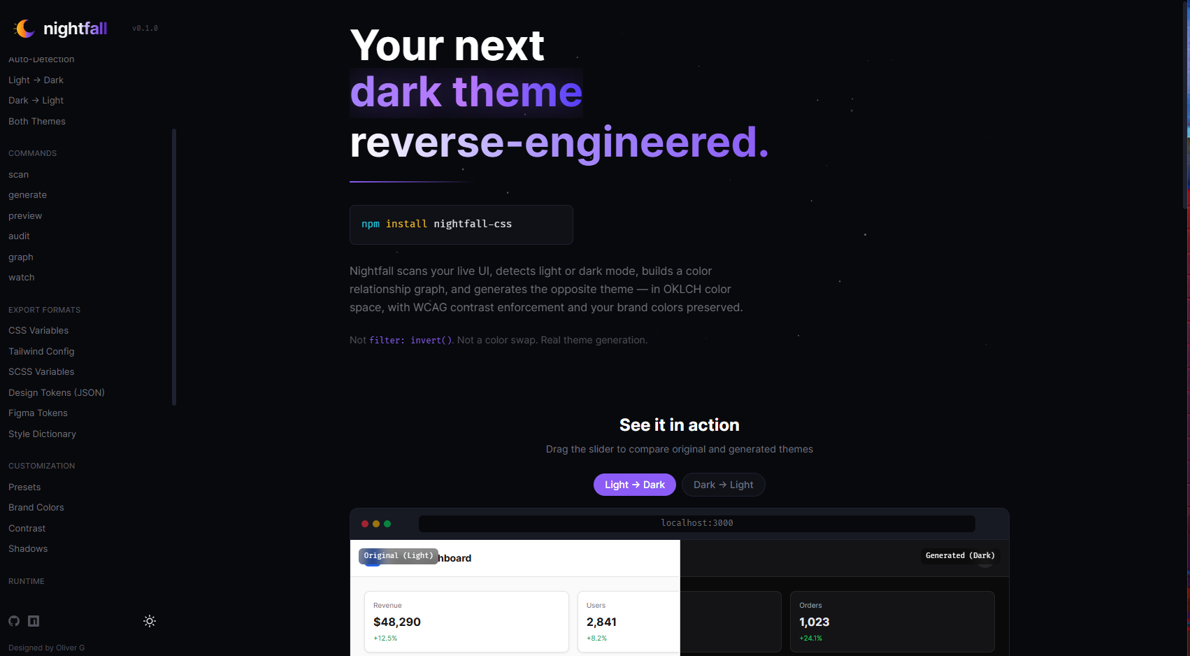 Nightfall CSS gallery image