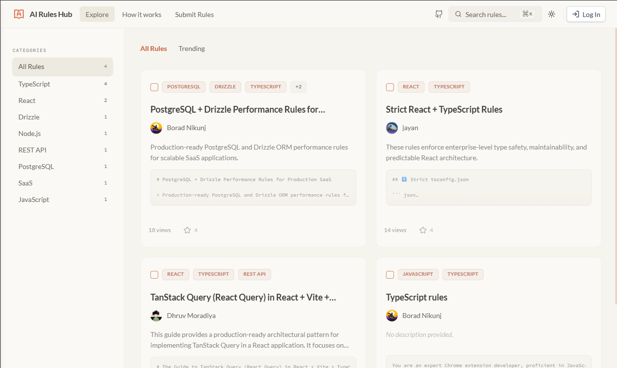 AI Rules Hub - Screenshot 3 showing product features and functionality