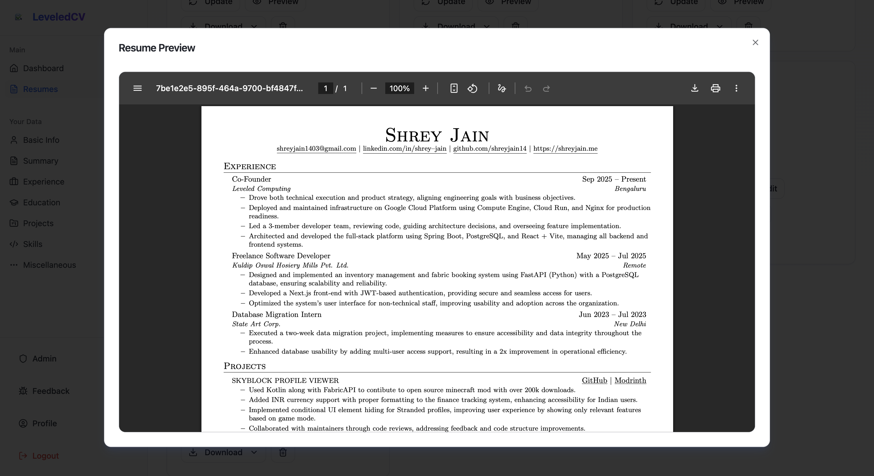 LeveledCV - Screenshot 5 preview