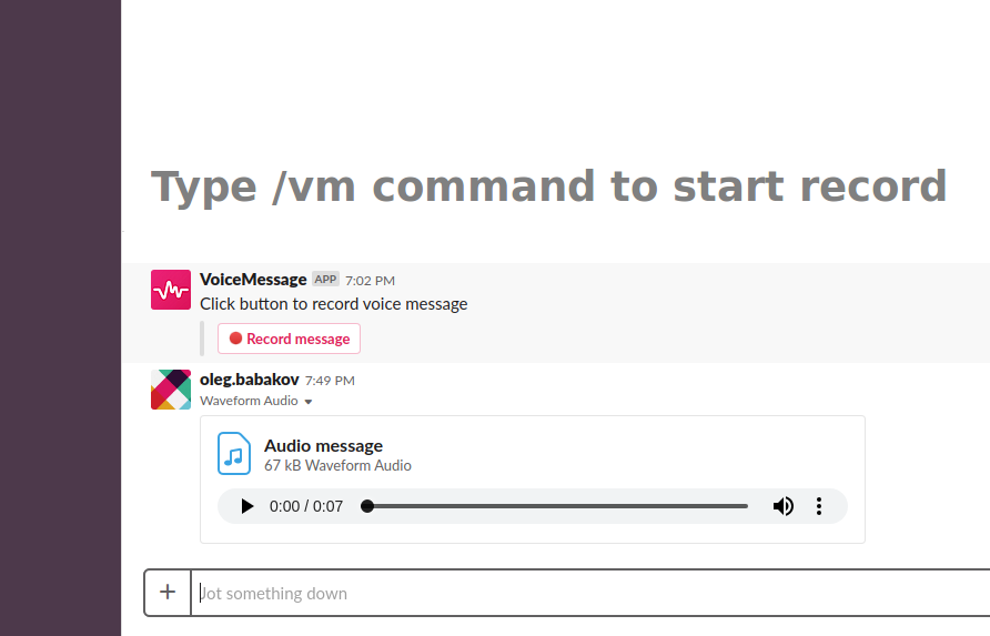 VoiceMessage slack bot gallery image