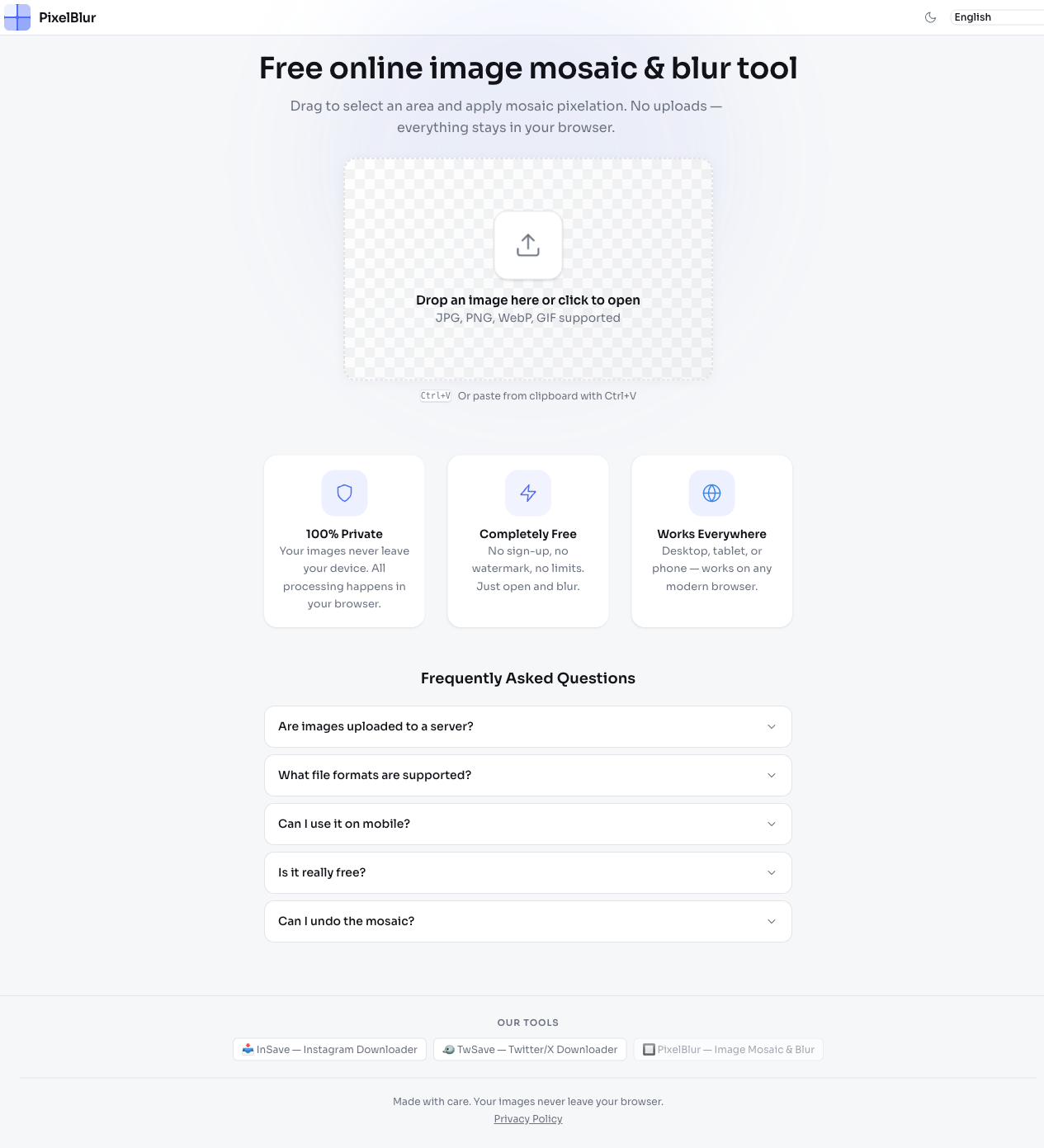 PixelBlur - Main product screenshot demonstrating key features and user interface