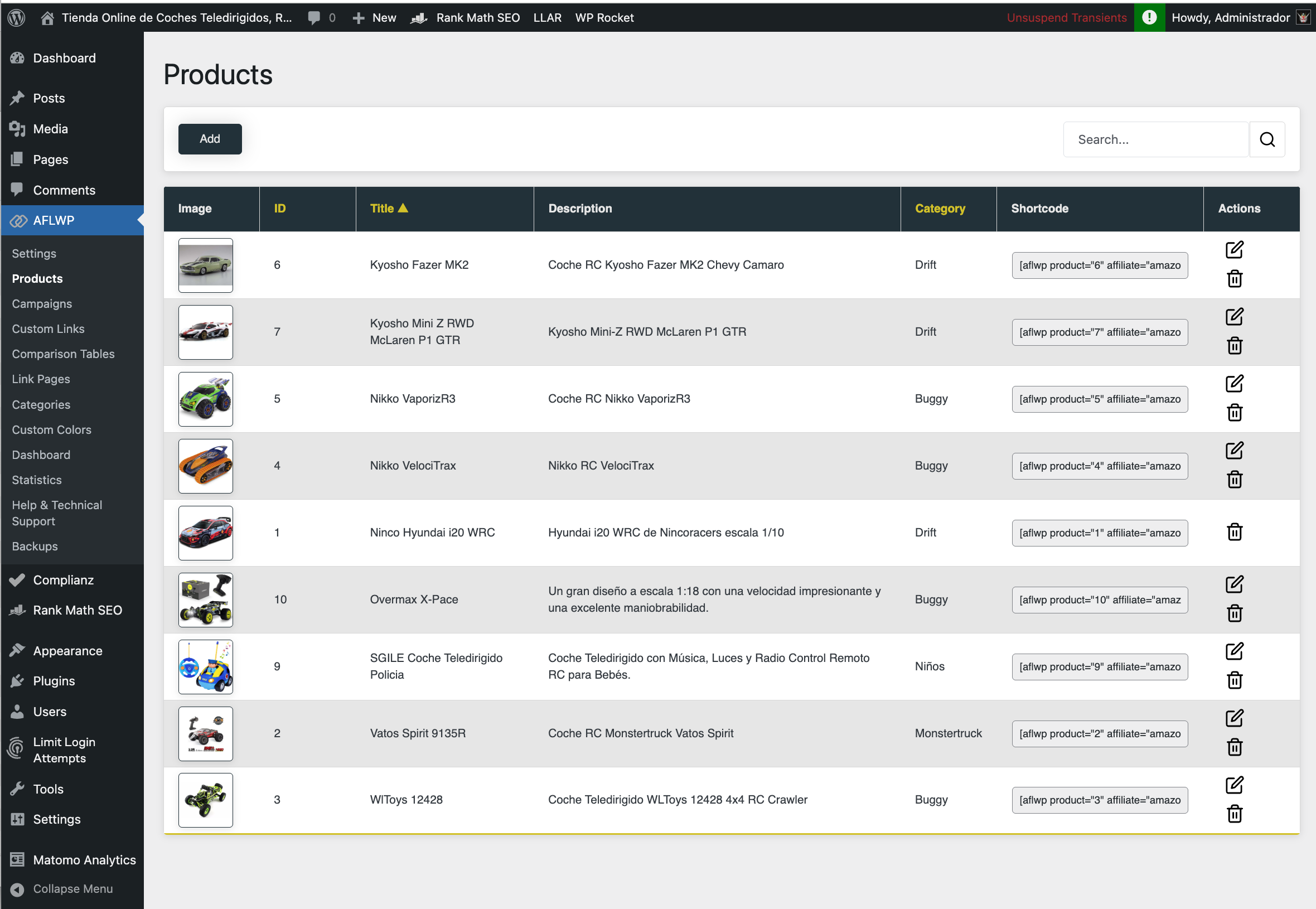 AFLWP - Affiliates Wordpress - Main product screenshot demonstrating key features and user interface