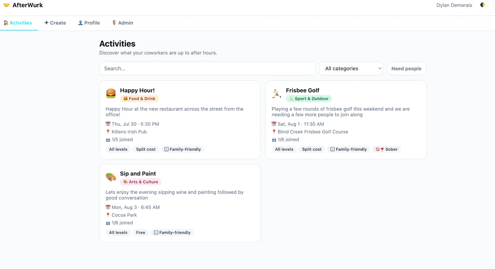 AfterWurk — Employee Bonding, Reimagined screenshot 1