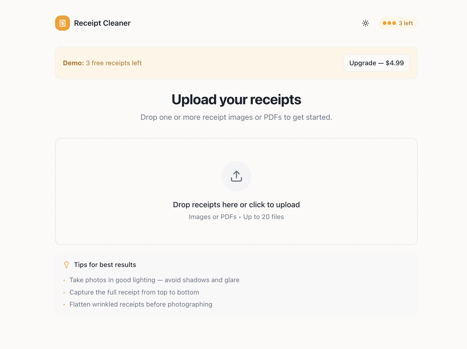 Receipt Cleaner - Screenshot 2 showing product features and functionality