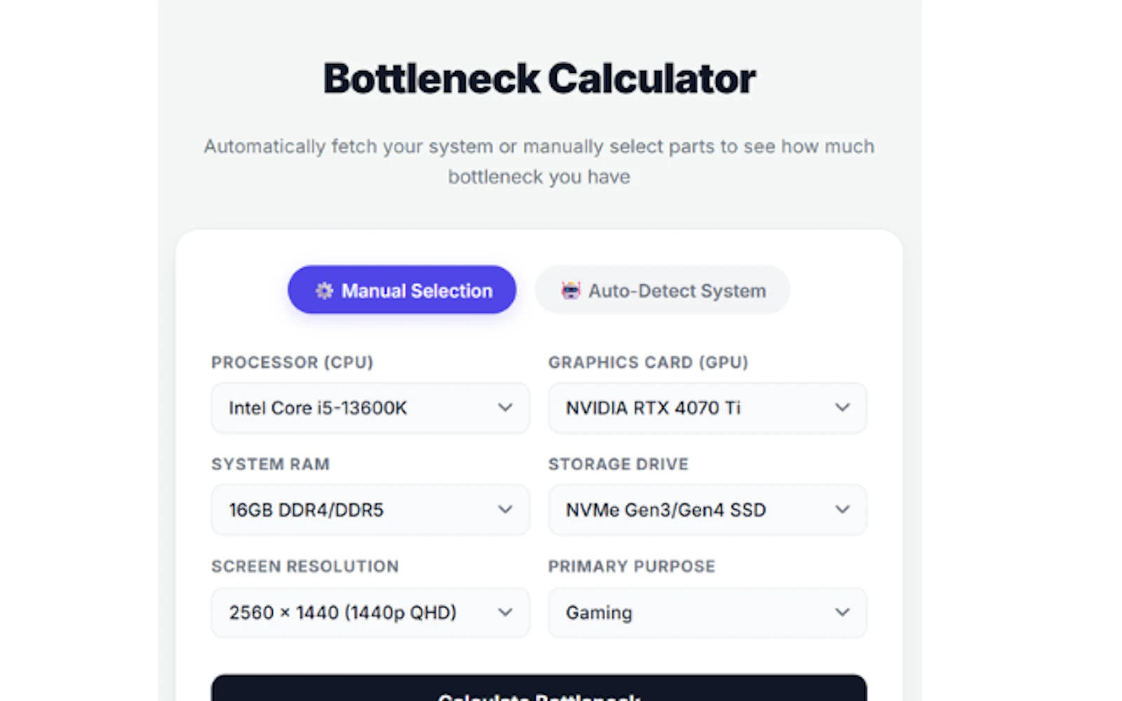 PC Bottleneck Calculator screenshot 1