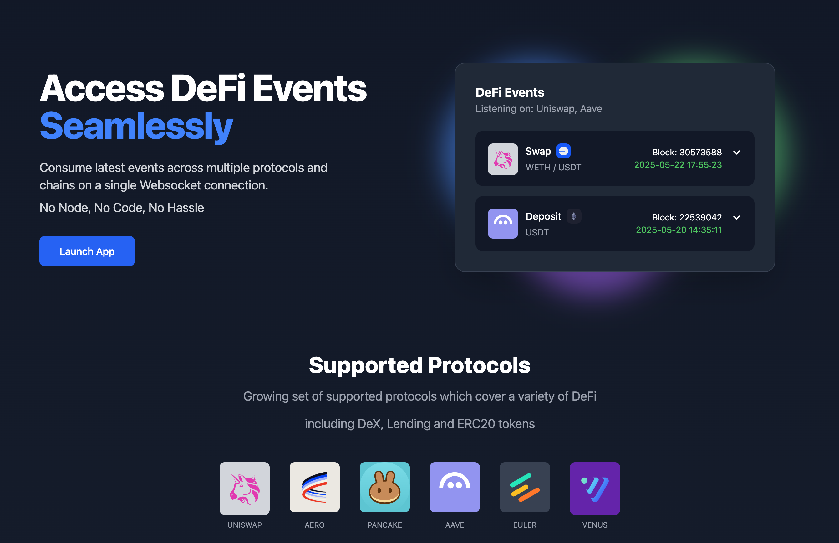 Media Soket defi - Aliran peristiwa defi realtime di seluruh rantai lancar 2