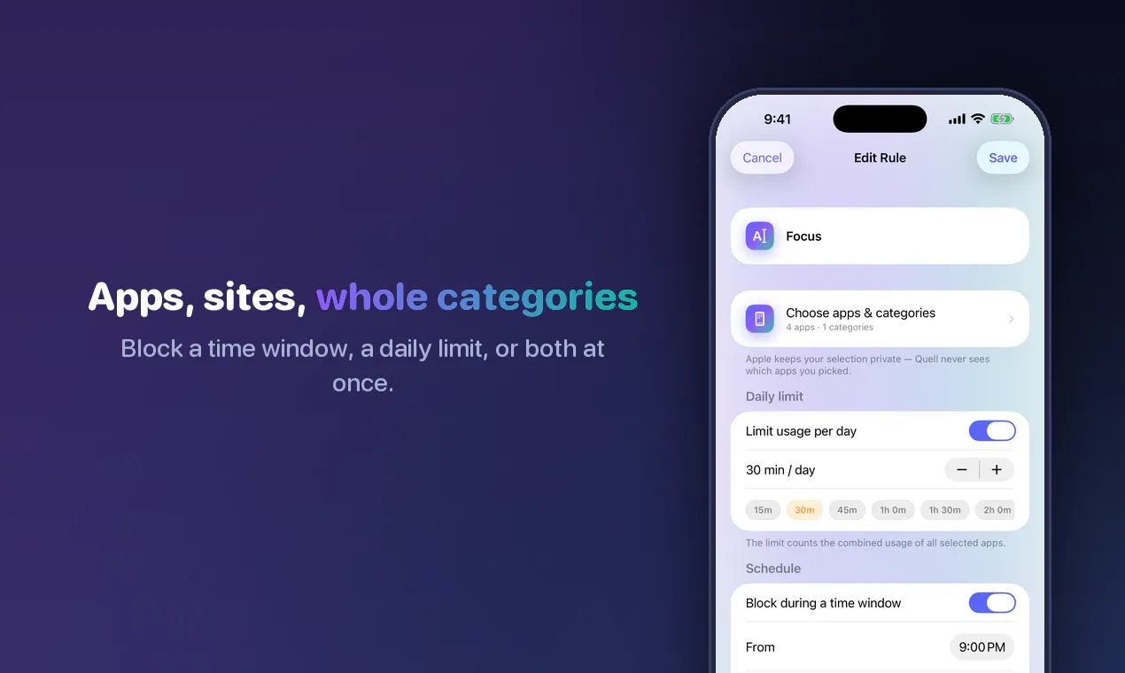 Quell: App Blocker & Focus gallery image