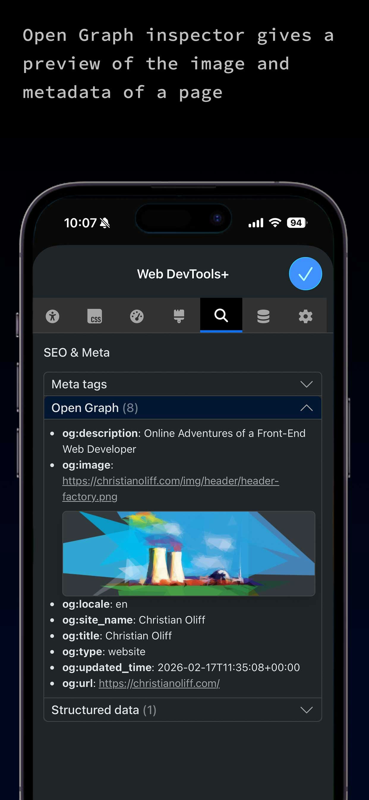 Web DevTools+ (iOS Safari) gallery image