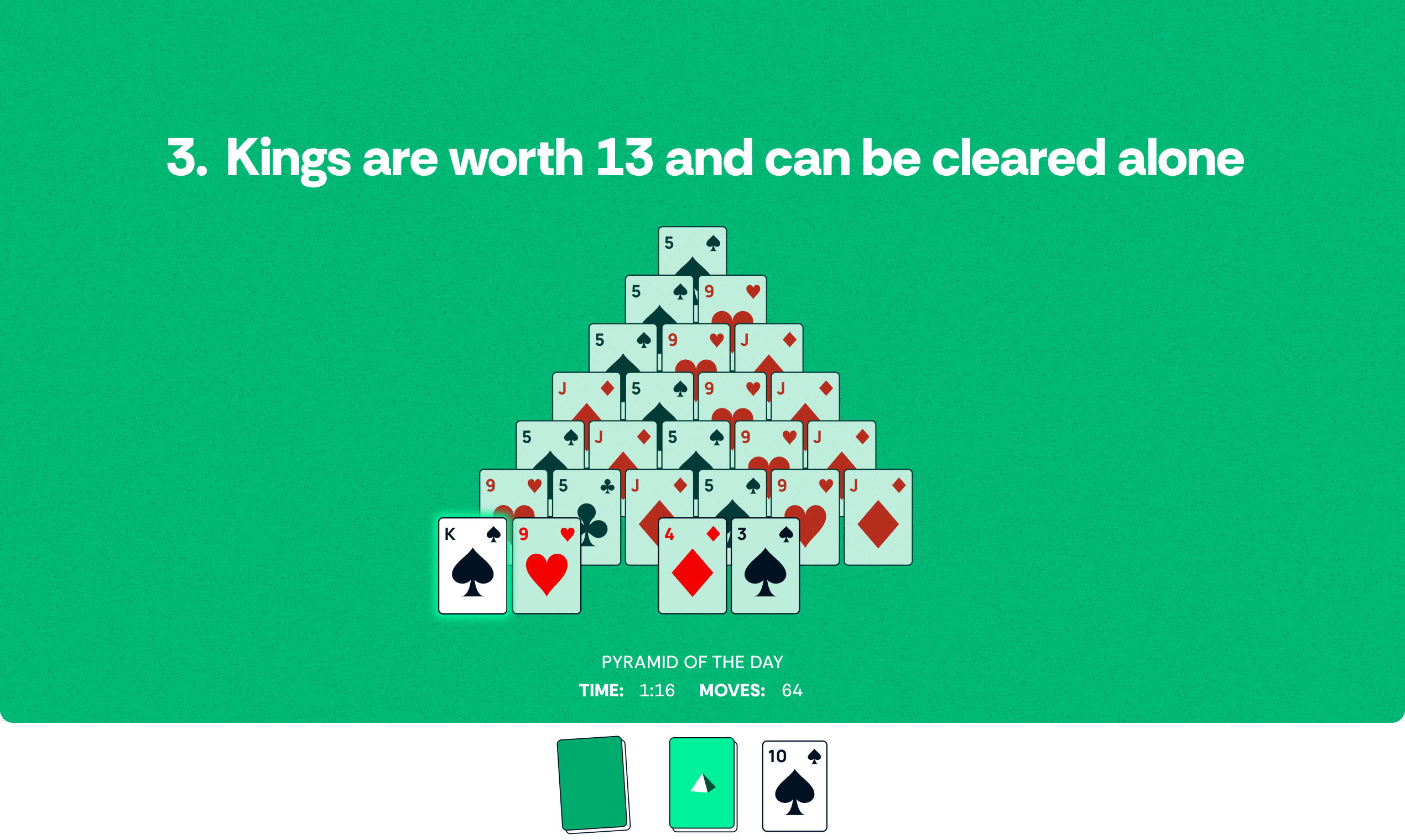 pyramid.com Solitaire - 13에 추가하고 피라미드를 지우고 리더 보드를 지배하십시오! 미디어 5