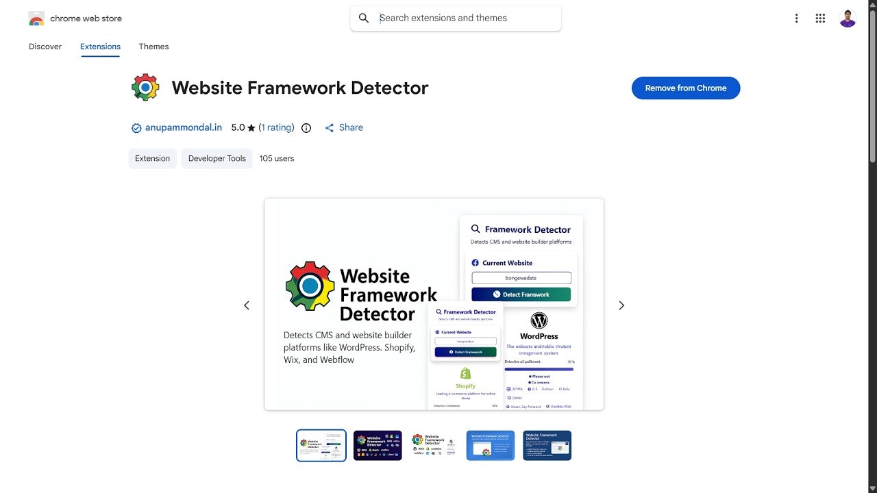 Website Framework Detector Extension gallery image