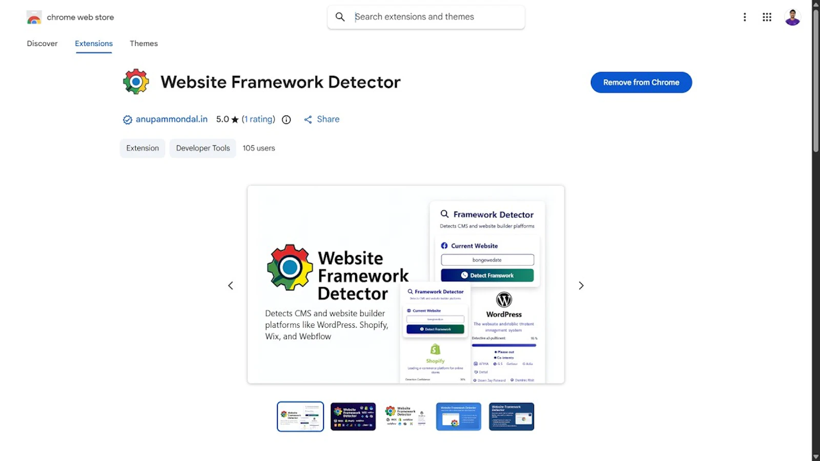 Website Framework Detector Extension screenshot 1 (video preview)