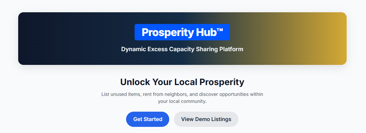ProsperityHub.app - Main product screenshot demonstrating key features and user interface