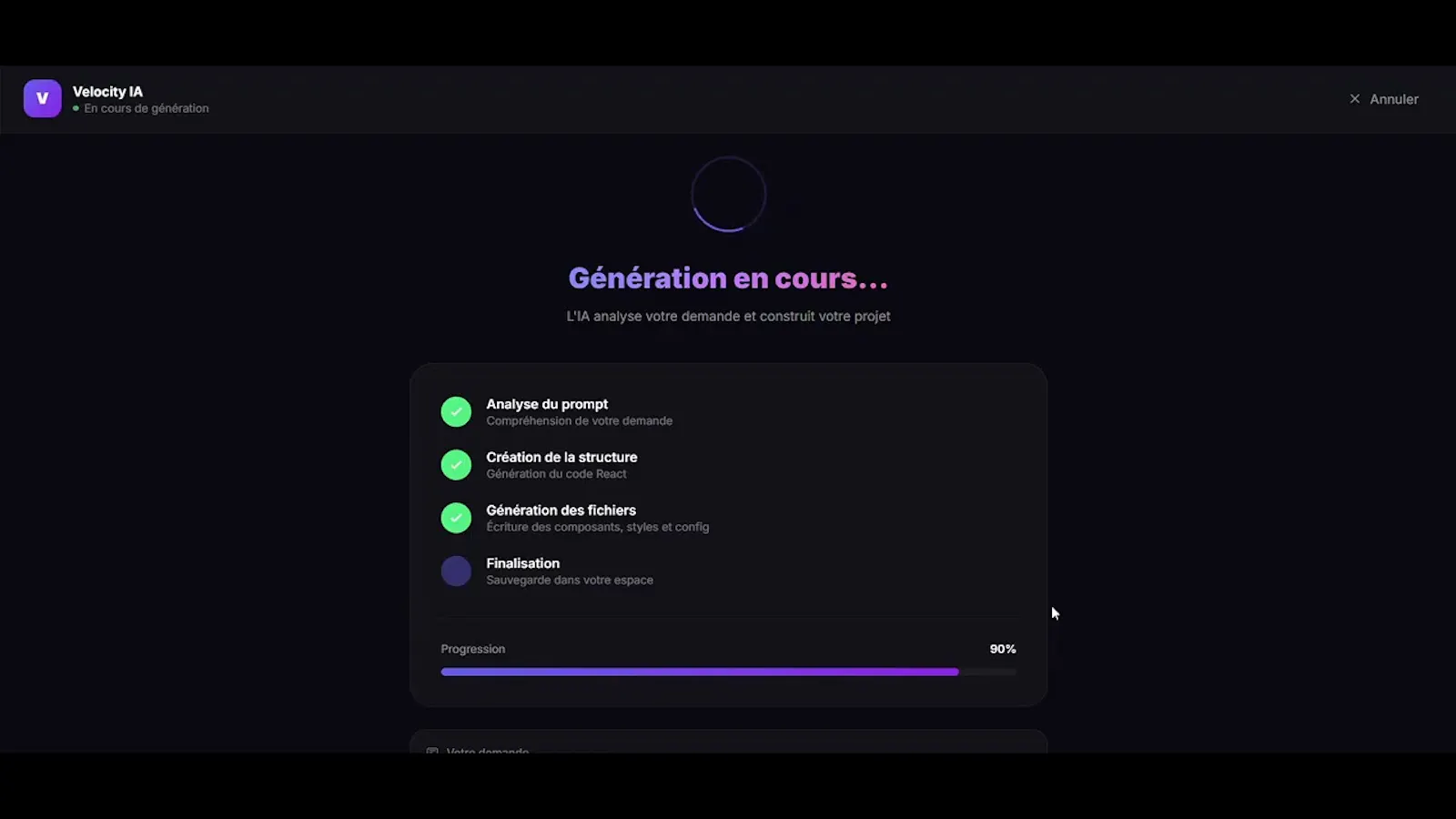 Velocity — Créez  Web & Mobile avec l'IA screenshot 1 (video preview)