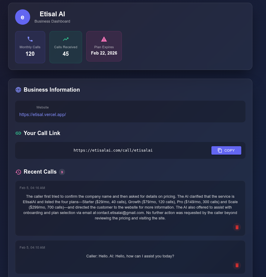Etisal AI - Screenshot 3 showing product features and functionality