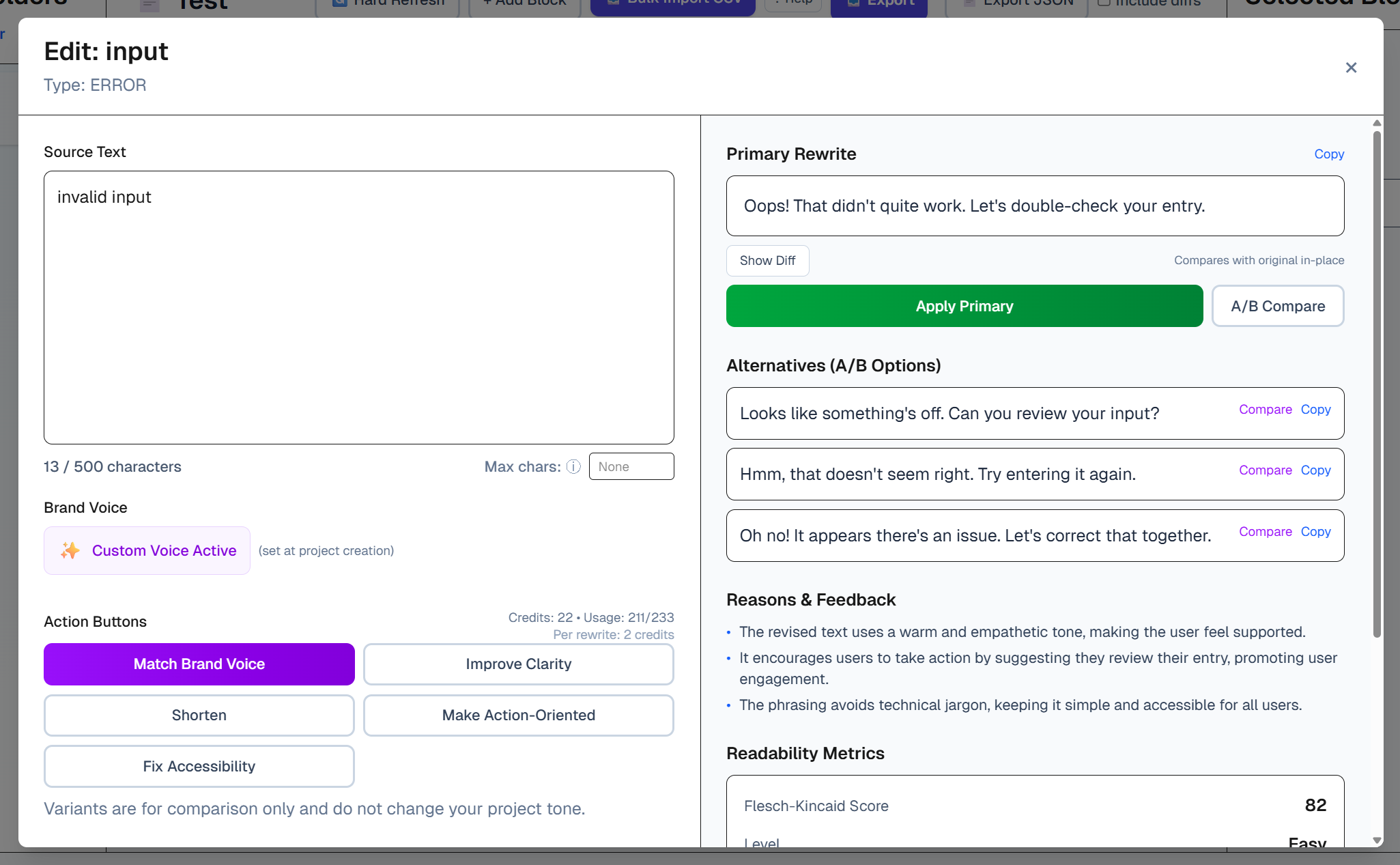 Microcopy Fixer - Screenshot 5 showing product features and functionality