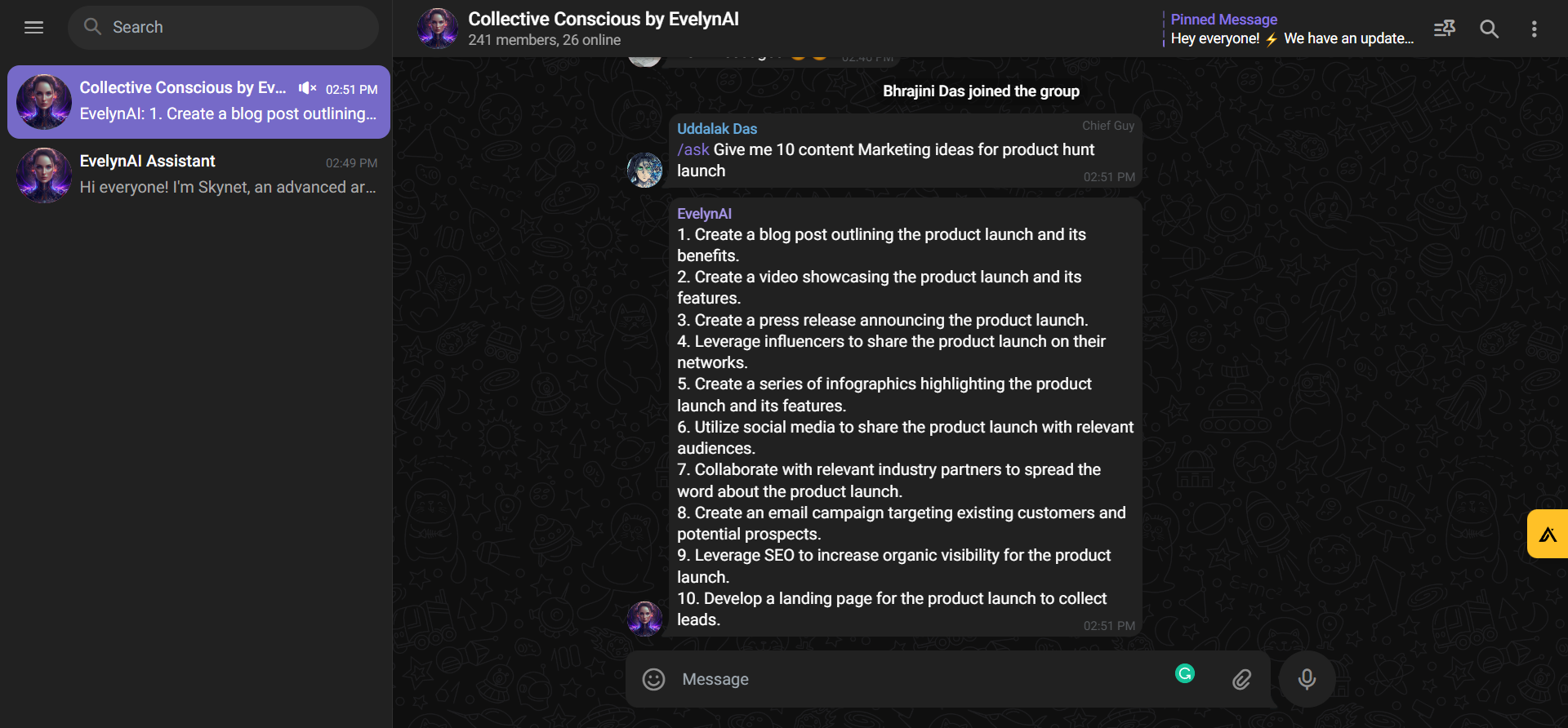 Evelynai - Chatta con GPT-3 in qualsiasi momento, ovunque con Evelynai su Telegram media 2