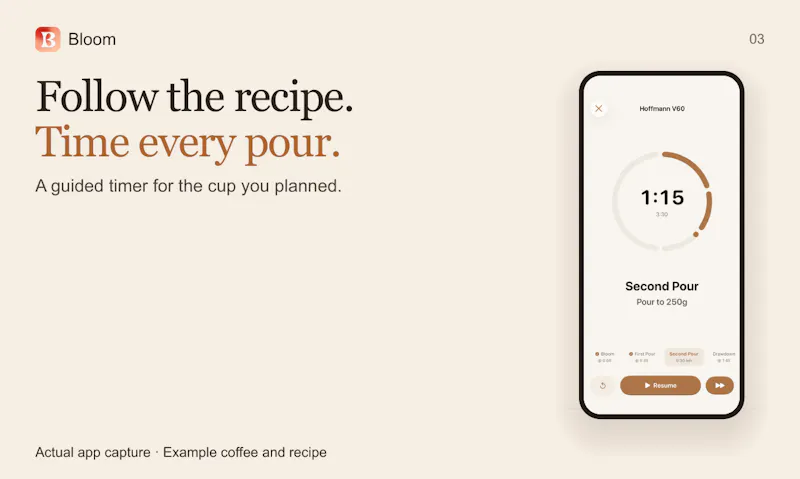 Bloom — Coffee Timer & Journal screenshot 1