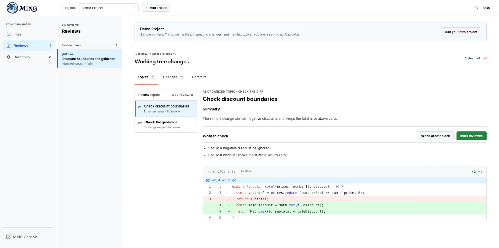 Ming — Review AI-Written Code screenshot 3