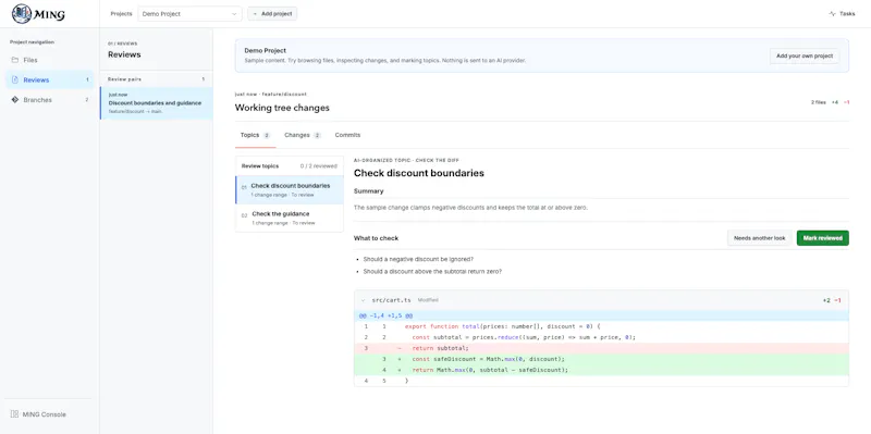 Ming — Review AI-Written Code screenshot 3