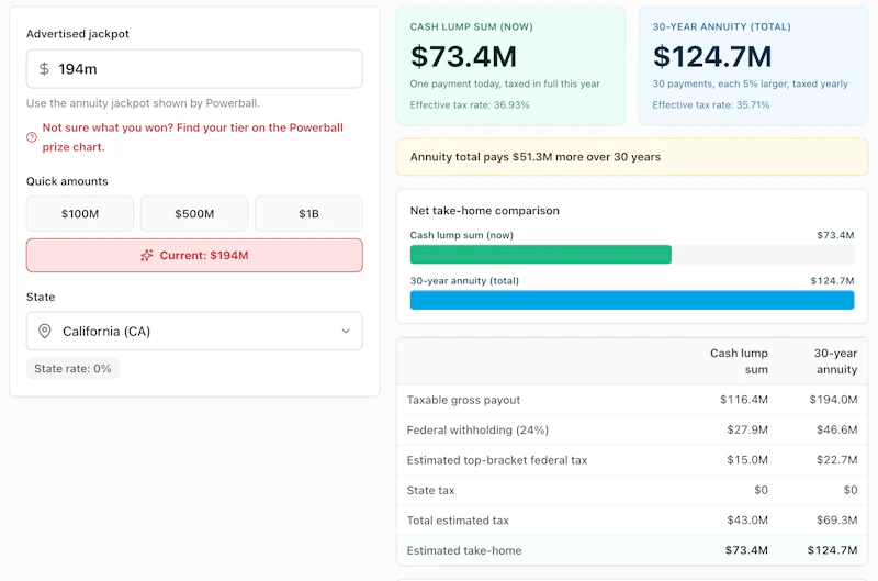 PowerballTax.com screenshot 2