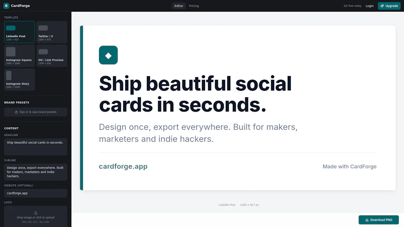 CardForge — Social Media Card Generator screenshot 1