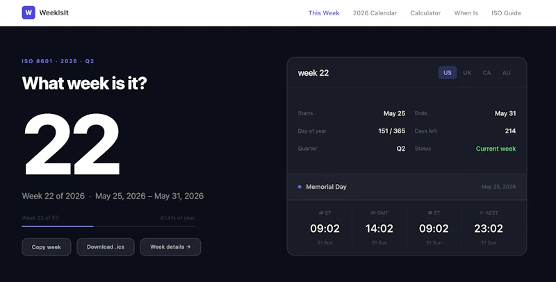 WeekIsIt screenshot 1