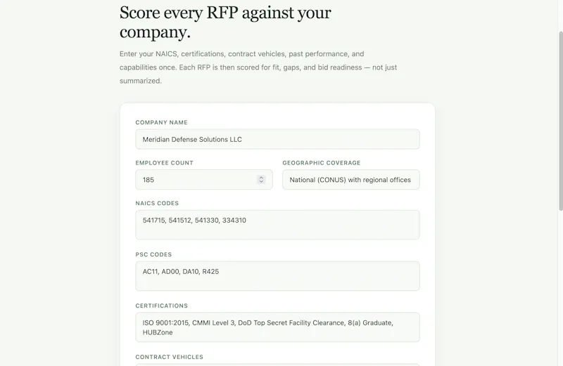  RFP Intelligence Workspace screenshot 3