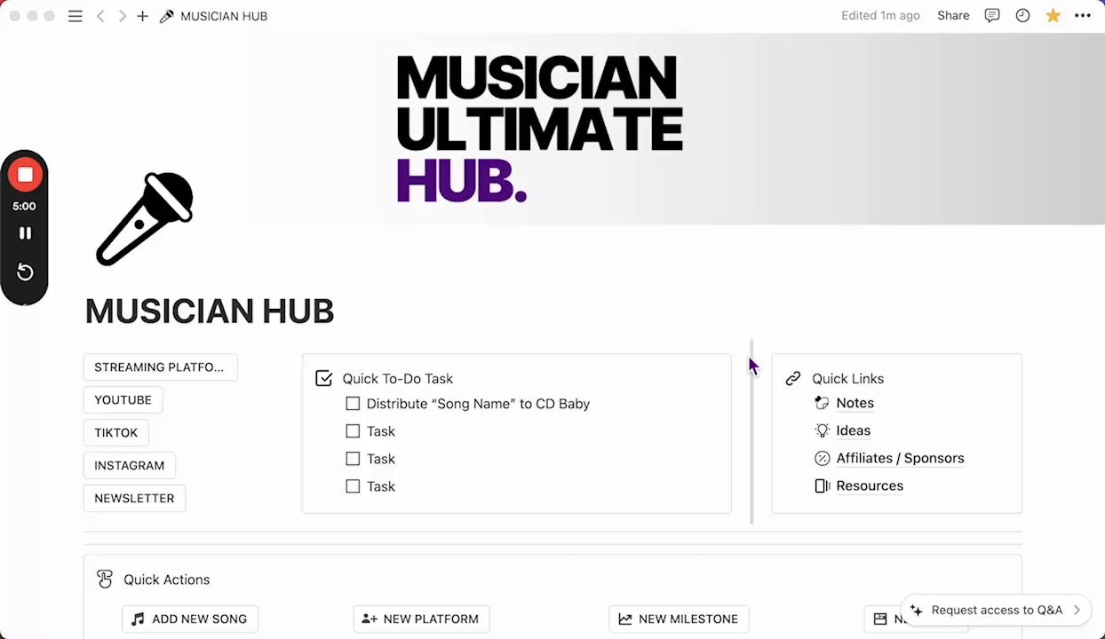 Musician Ultimate Hub - Notion Template gallery image