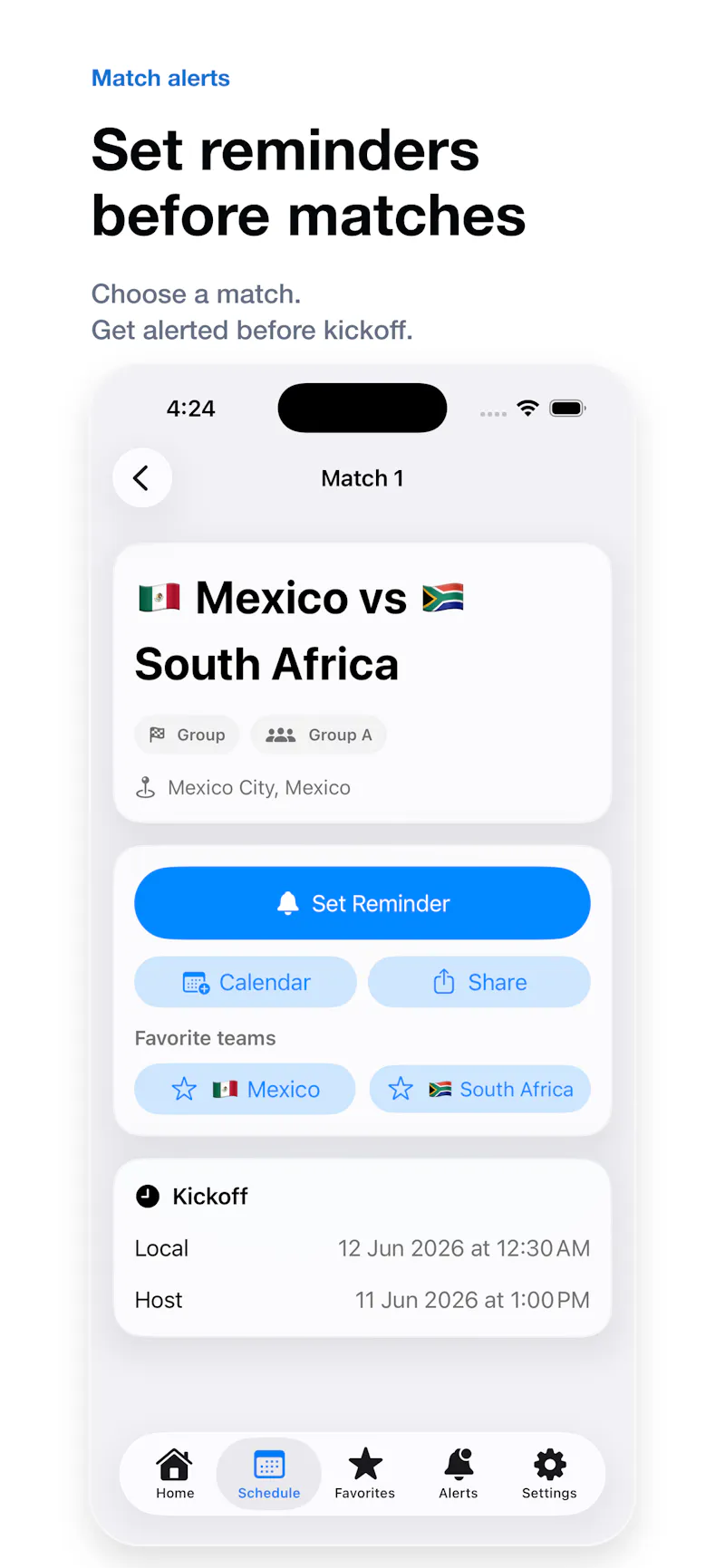 Kickoff Alarm 2026 screenshot 3