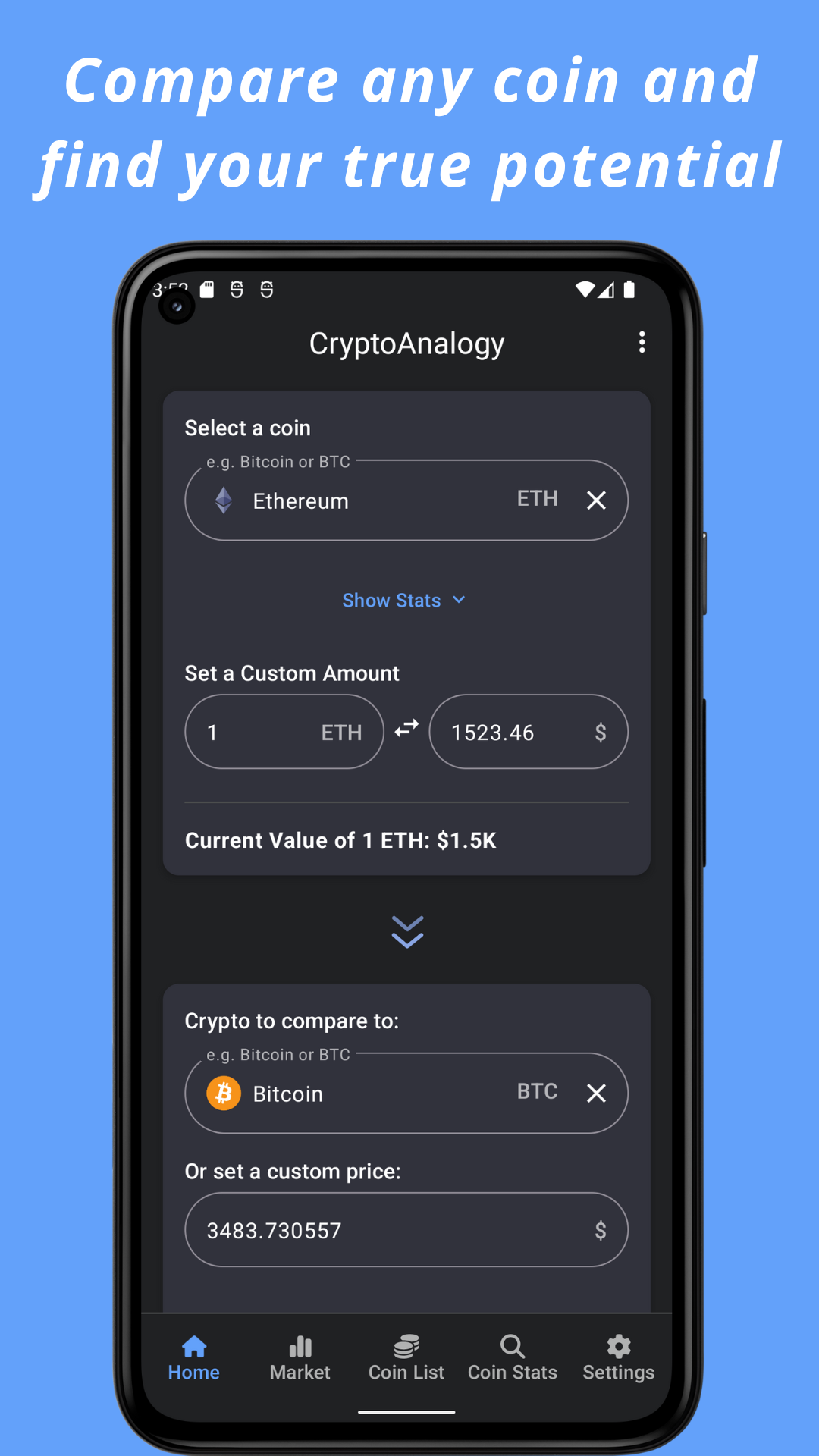 Cryptoanalogie - Coin Stats, Crypto Tracker - Vergelijk crypto zoals BTC en ETH media 1